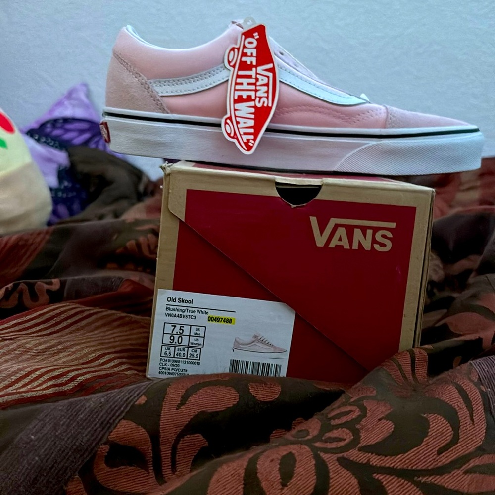 Old skool pink and white vans